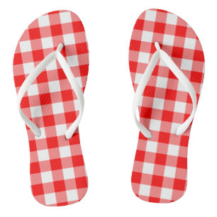 Tongs Chèques de grande taille en rouge et blanc En vich