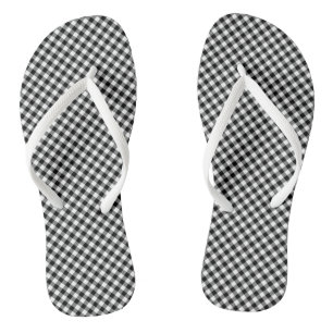 Tongs Chèques En vichy diagonales en noir et blanc