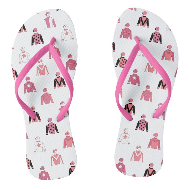 Tongs Cheval équitation Jockey rose blanc (Semelle)