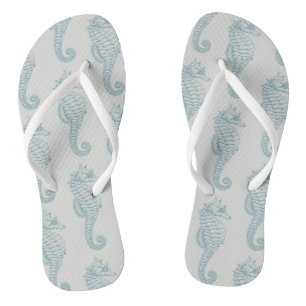 Tongs Chevaux de mer tropicaux, Motif hippocampe - gris 
