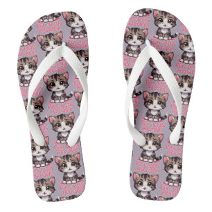 Tongs Chibi Kawaii Kitten Purr parfaitement adorable en