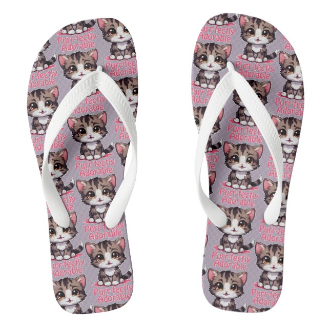 Tongs Chibi Kawaii Kitten Purr parfaitement adorable en  (Semelle)