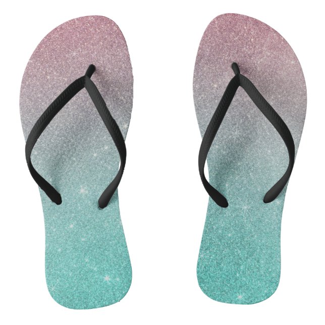 Tongs Chic moderne turquoise rose ombre parties scintill (Semelle)