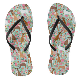 Tongs Chien de boxeur floral