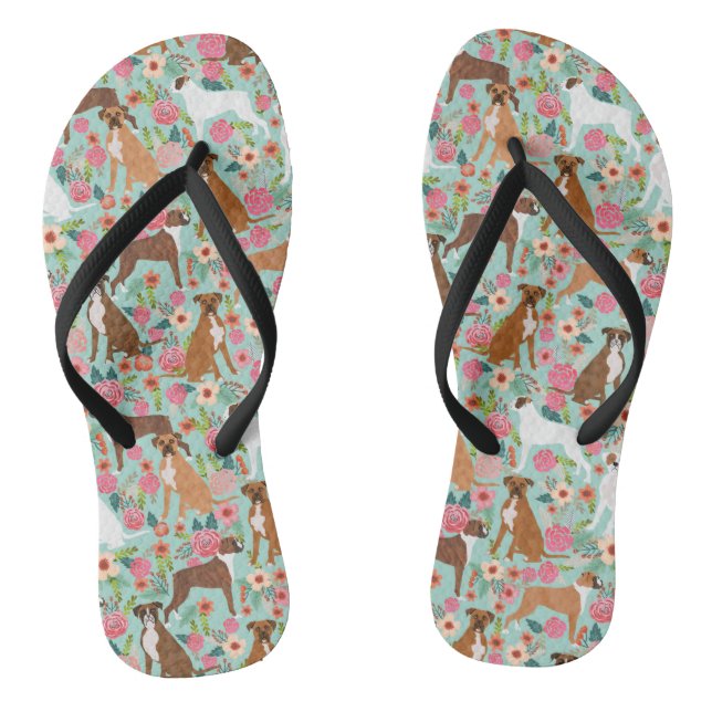 Tongs Chien de boxeur floral (Semelle)