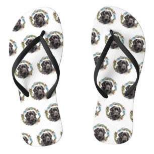 Tongs Chien de Noël festif de Terre-Neuve