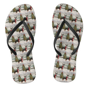 Tongs Chien de Rat Terrier à Noël de neige