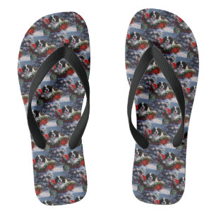 Tongs Chien de Terre-Neuve Noël Festif