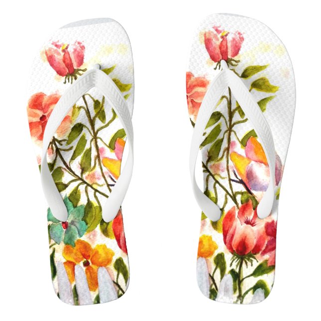 TONGS CHIEN EMPREINTES DE PATTES FLEURS JARDIN FENCE (Semelle)