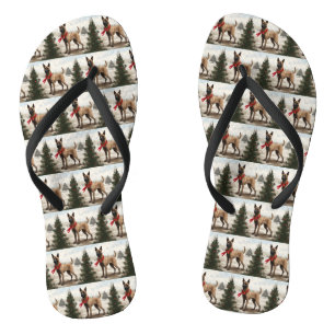 Tongs Chien malinois belge à Noël de neige