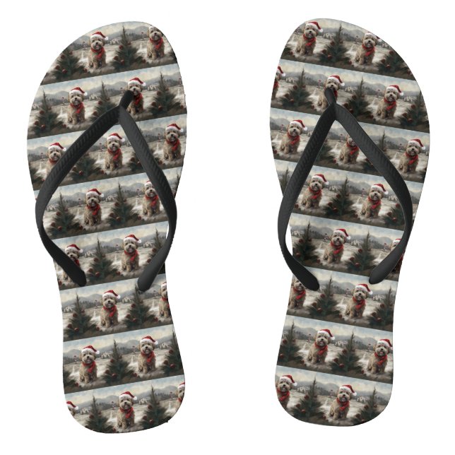 Tongs Chien Yorkipod en Noël de neige (Semelle)