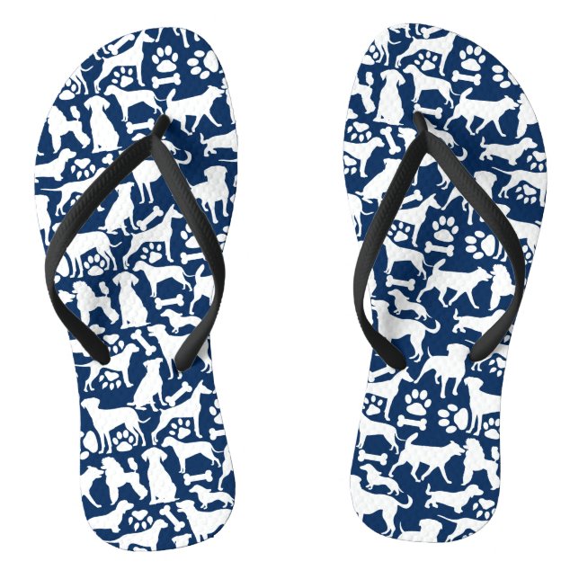 Tongs Chiens et pattes motif 02.b DBlue BG (Semelle)