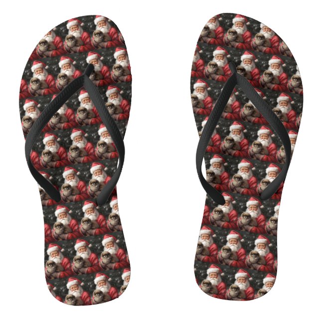 Tongs Chin japonais avec Noël Festif du Père Noël (Semelle)