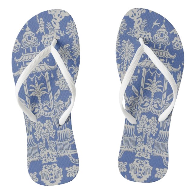 Tongs Chinoiserie bleue et blanche (Semelle)
