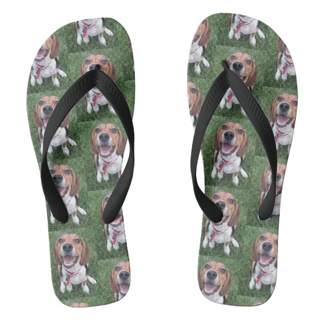 Tongs Chiot heureux de sourire de beagle de visage (Semelle)