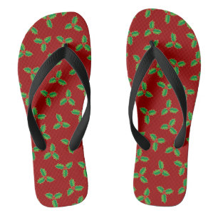Tongs Christmas Holly Motif