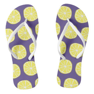 Tongs Citron Agrume Été Tropical Fruit Jaune Violet