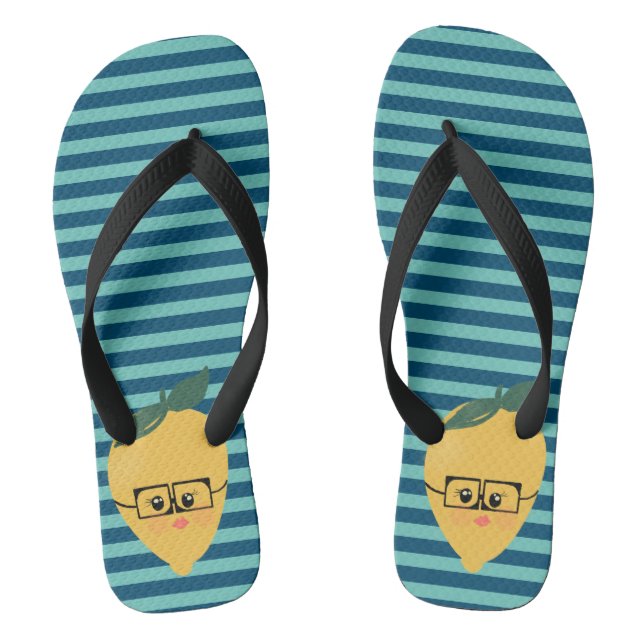 Tongs Citron mignonne Motif rayé (Semelle)
