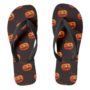 Tongs Citrouille D'Halloween, Citrouille Orange Trou Ou 