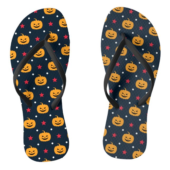 Tongs Citrouille Halloween Motif sans couture (Semelle)