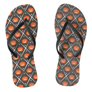 Tongs Citrouille Halloween Motif sans couture