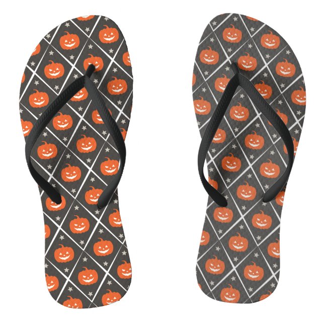 Tongs Citrouille Halloween Motif sans couture (Semelle)