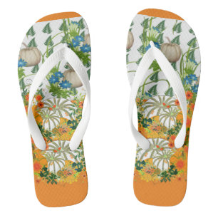 Tongs Citrouille Patch Festival Automne Couleur Foliage 