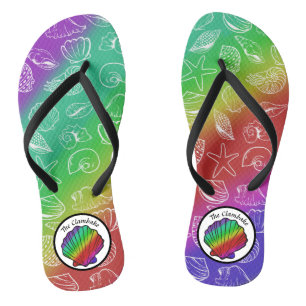 Tongs Clambake Arc-en-ciel Clam Motif de mollusques