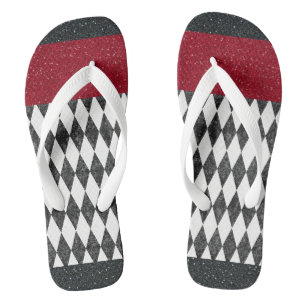 Tongs Classic noir blanc rouge arlequin Jacquard diamant