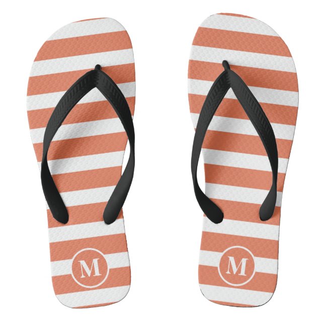 Tongs classiques Monogram orange et blanc rayés (Semelle)