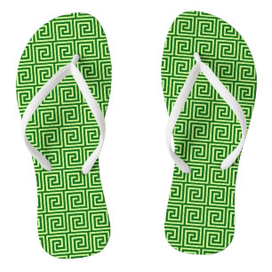 Tongs Clé grecque, vert émeraude et chaux