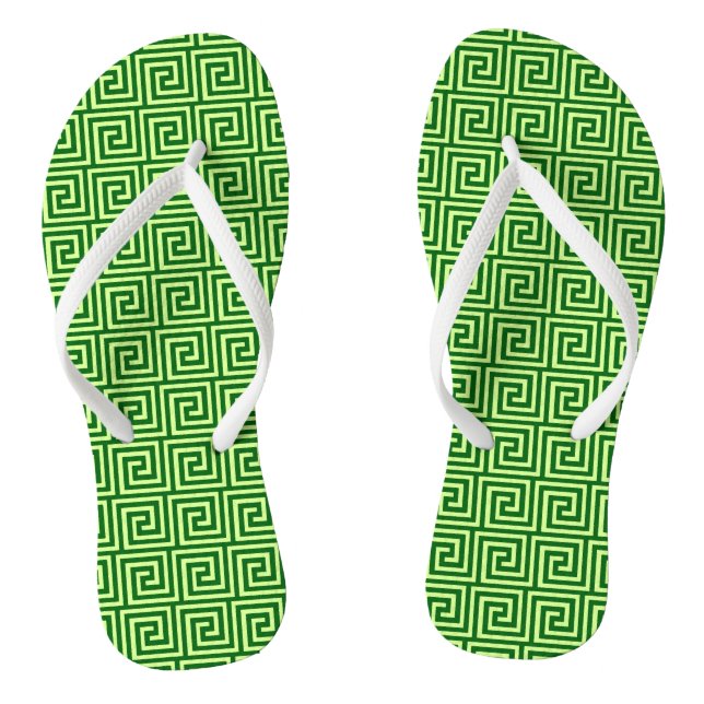 Tongs Clé grecque, vert émeraude et chaux (Semelle)