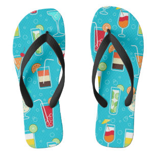 Tongs Cocktail Motif sur Arrière - plan Turquoise