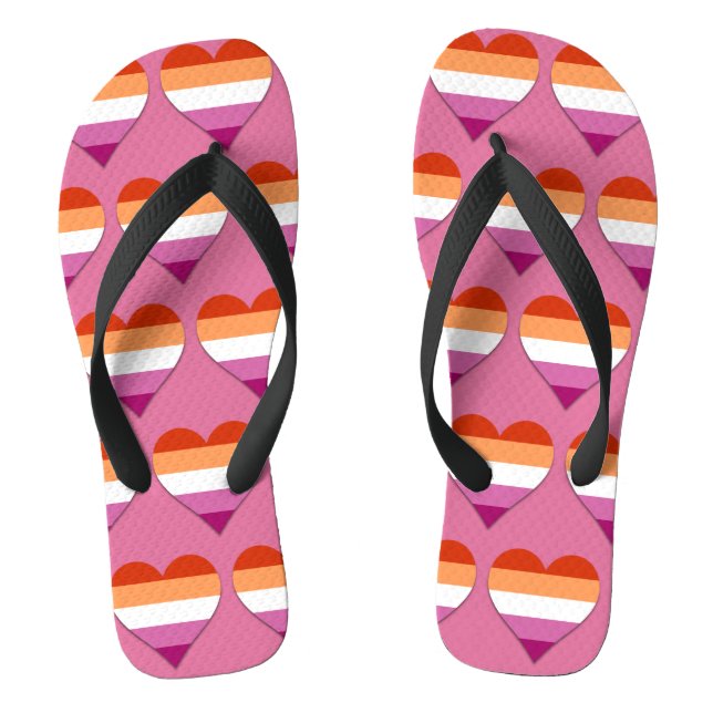 Tongs Coeur de fierté lesbienne rose motif (Semelle)