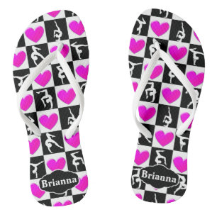 TONGS COEUR JOLI ROSE FLOPS DE GYMNAST PERSONNALISÉS