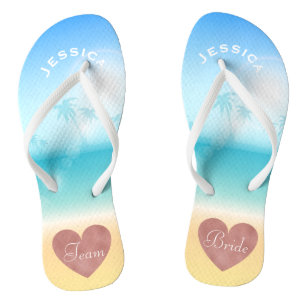 Tongs Coeur tropical de jeune mariée d'équipe de mariage