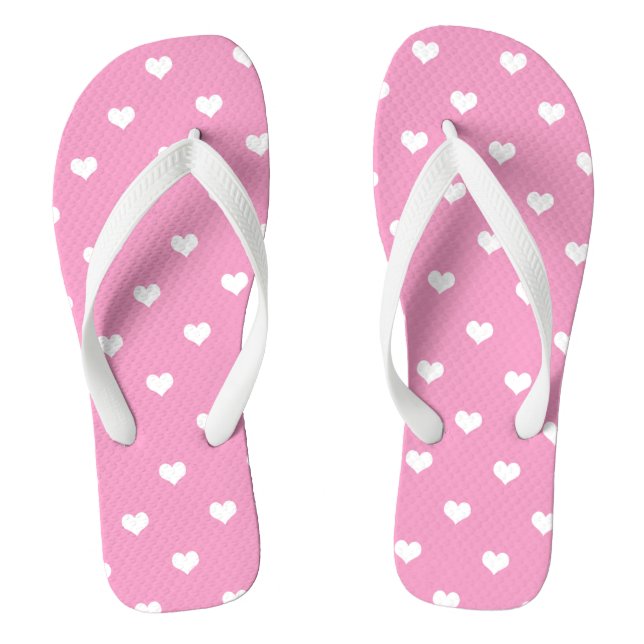 Tongs Coeurs d'amour blanc sur rose (Semelle)