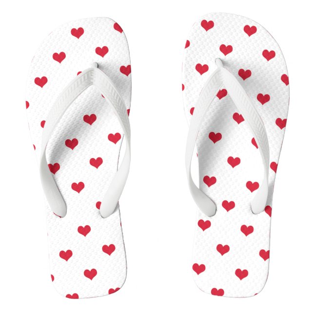 Tongs Coeurs d'amour rouge sur blanc (Semelle)