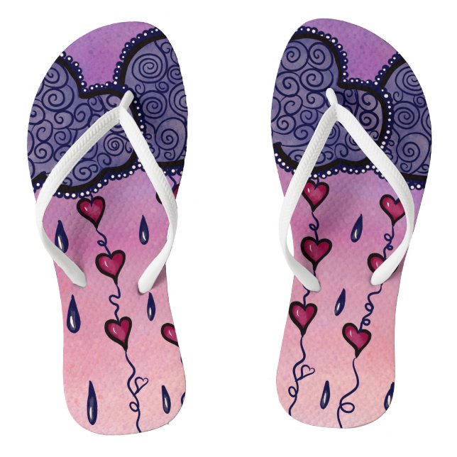 Tongs Coeurs mignons et gouttes de pluie (Semelle)
