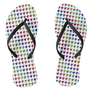 Tongs Coeurs Rainbow dessinés à la main