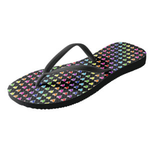 Tongs Coeurs Rainbow dessinés à la main