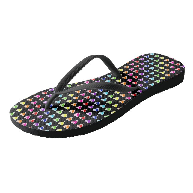 Tongs Coeurs Rainbow dessinés à la main (Incliné)