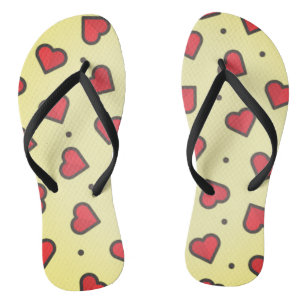 Tongs Coeurs rouges éparpillés Été Sandal Feuilles