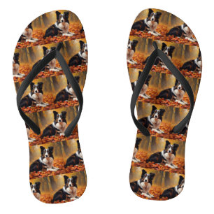 Tongs Collie frontalier à l'automne Feuilles automne Ins
