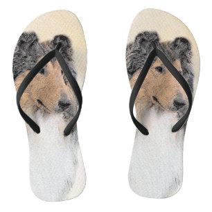 Tongs Collie (Rough) Peinture - Cute Original Chien Art