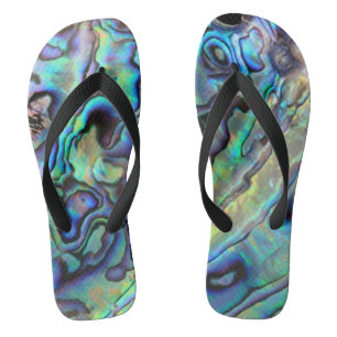 Tongs Conception de coques d'ormeaux bleus et verts