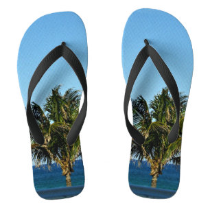 Tongs Conception de motif d'évasion de rivage à palmiers