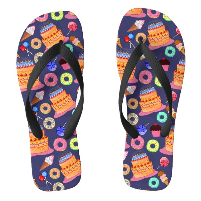 Tongs Conception Motif de pâtisserie de gâteaux d'annive (Semelle)