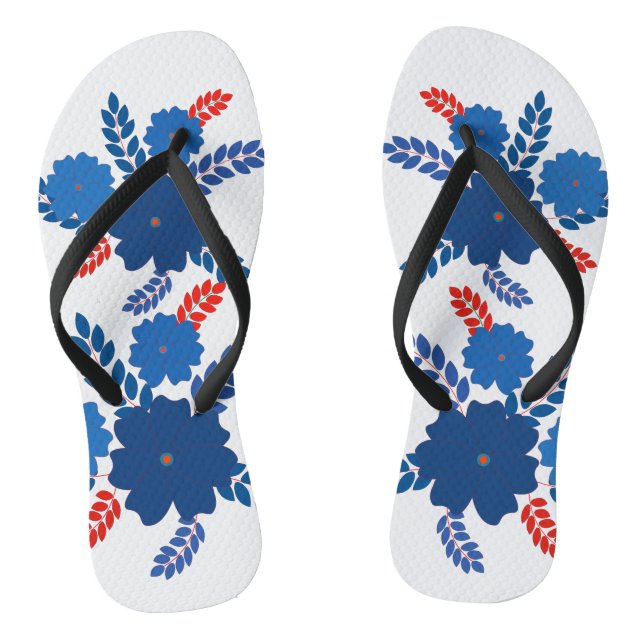 Tongs Conception vectorielle de fleurs bleues simples (Semelle)