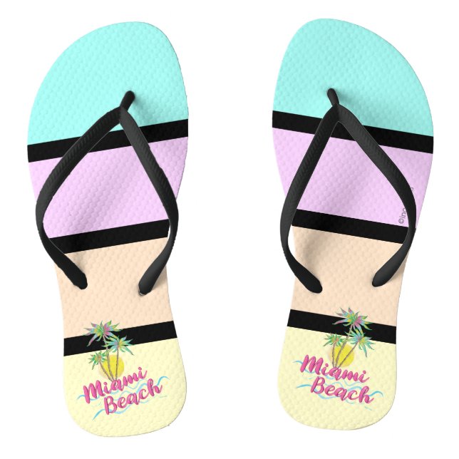 Tongs Cool Miami Beach Floride, Palm Trees Flip Flops (Semelle)